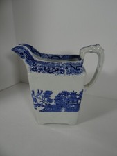 Vintage Willow Ware Tall Creamer Blue White