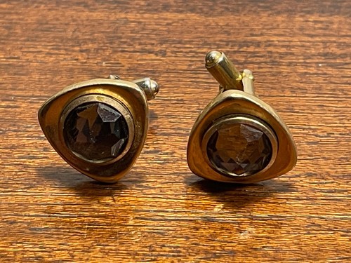 Paire De Manchettes Dorées Anciennes - Bijou Vintage, Occasion