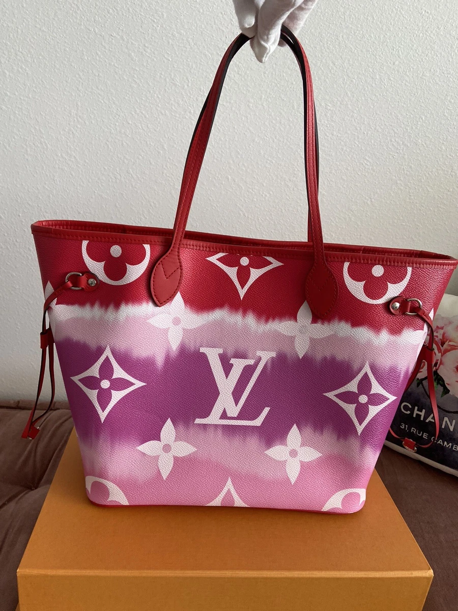 Louis Vuitton Escale Neverfull MM Bag Tie-Dye Red/Pink M45127 NEW!