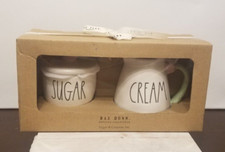 Rae Dunn "Sugar Cream" Set Tulip Lid On Sugar and Tulip Handle On Cream