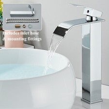 Rubinetto alto lavabo bagno monocomando  miscelatore lavello a cascata Cromata