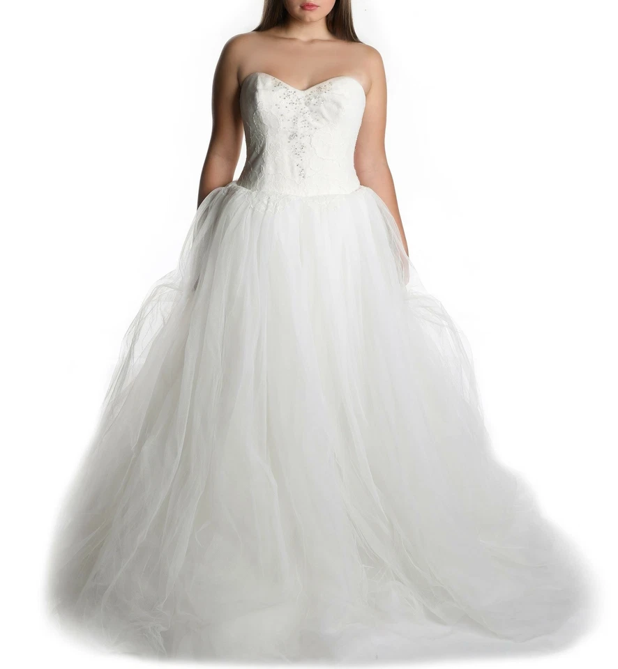 Vestido de novia Vera Wang encaje tul sin tirantes adornado cuentas talla US 8/42 Foto 3 de 4