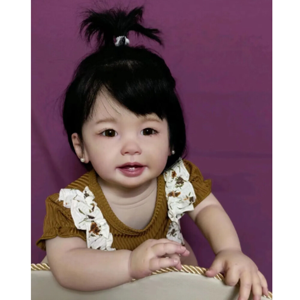 Artist Finished 28inch Reborn Dolls Toddler Girl Baby Rooted Black Hair DIY  Gift