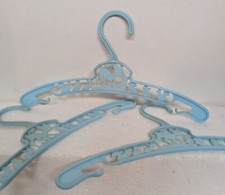 3 Antique Vintage blue plastic child clothes hangers Bambi and forest friends