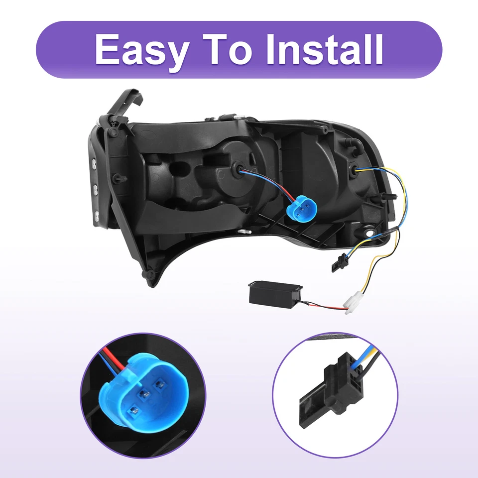 LED Projector DRL Headlight For 1994-2002 Dodge Ram 1500 Ram 2500 Ram 3500 W/SEQ Foto 4 de 4