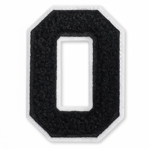 2-1/2" Chenille Stitch Varsity Iron-On Number Patch by pc, Black/White, TR-12244 - 第 3/12 張圖片