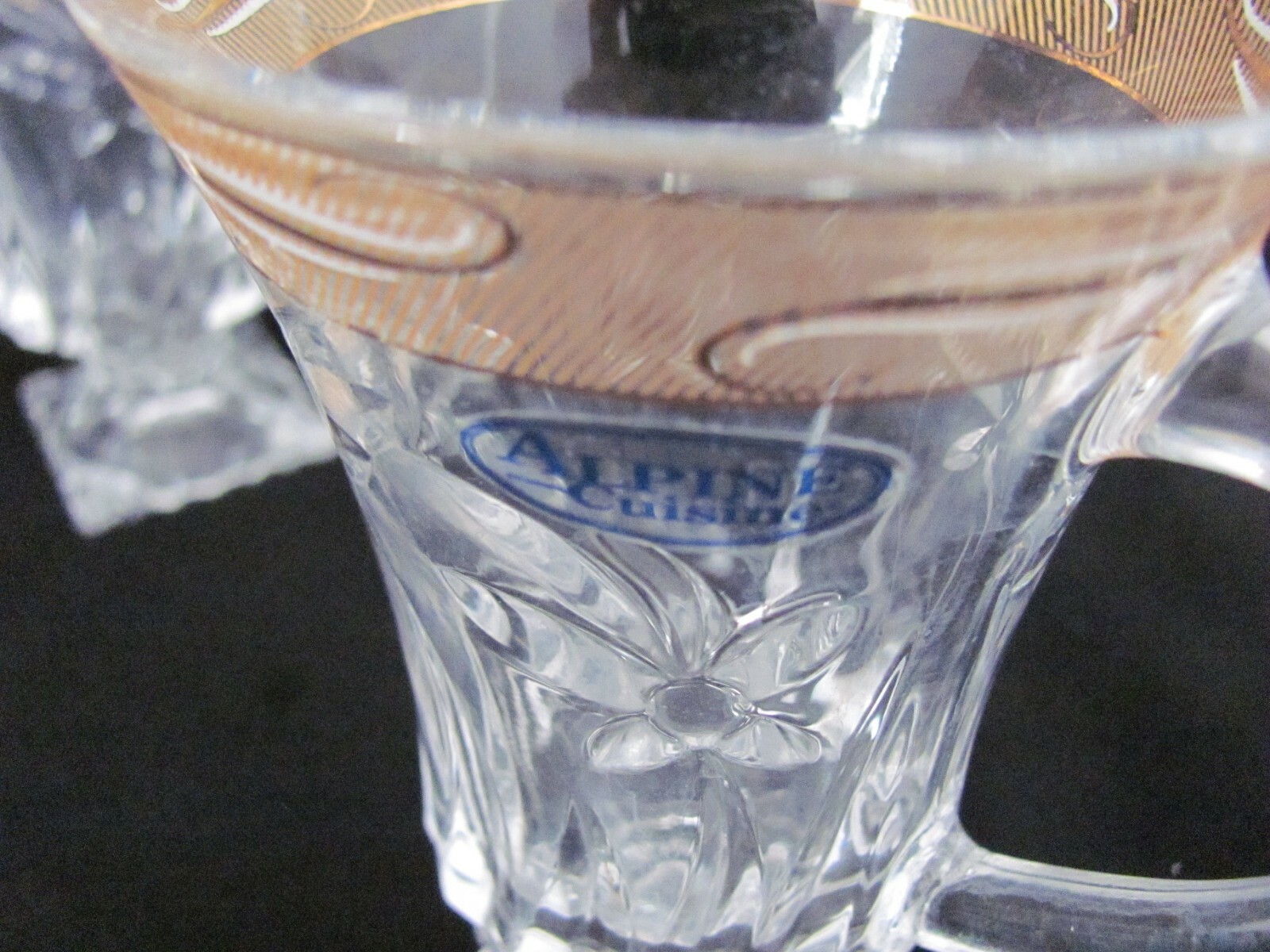 Alpine Cuisine Tea Mug Set with Gold Filigree and Cut Floral Design