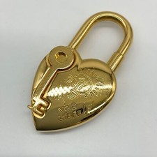 HERMES Cadena Padlock 2004 Fantasy Heart Gold Lock Bag Charm From JP 2