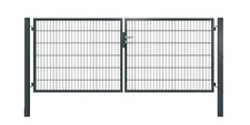 Doppeltor Doppelstabmattenzaun 2flg Breite 3,0m anthrazit Gartentor 80mm Pfosten
