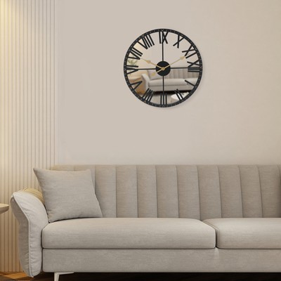 24'' Modern Romand Number Large Wall Clock Mirror Surface Acrylic 3D Art Decor