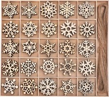 200 PCS Snowflake Ornaments for Christmas Decoration, Wooden Cutouts Ornament...