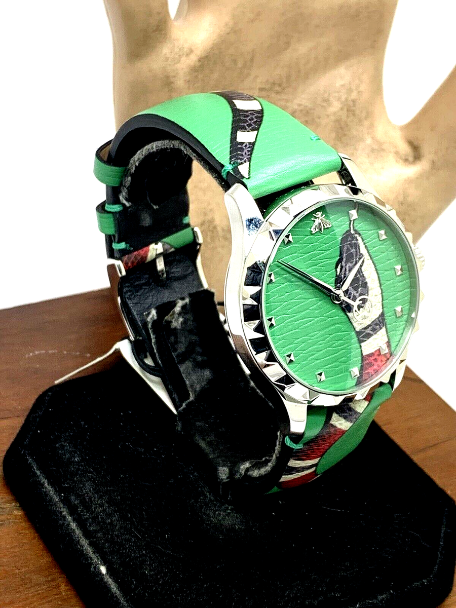 GUCCI Women's Watch YA1264081 G-Timeless Swiss Quartz Snake Green