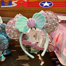 Disney Parks The Little Mermaid Ariel Pearl Mickey Minnie Mouse Ears Headband