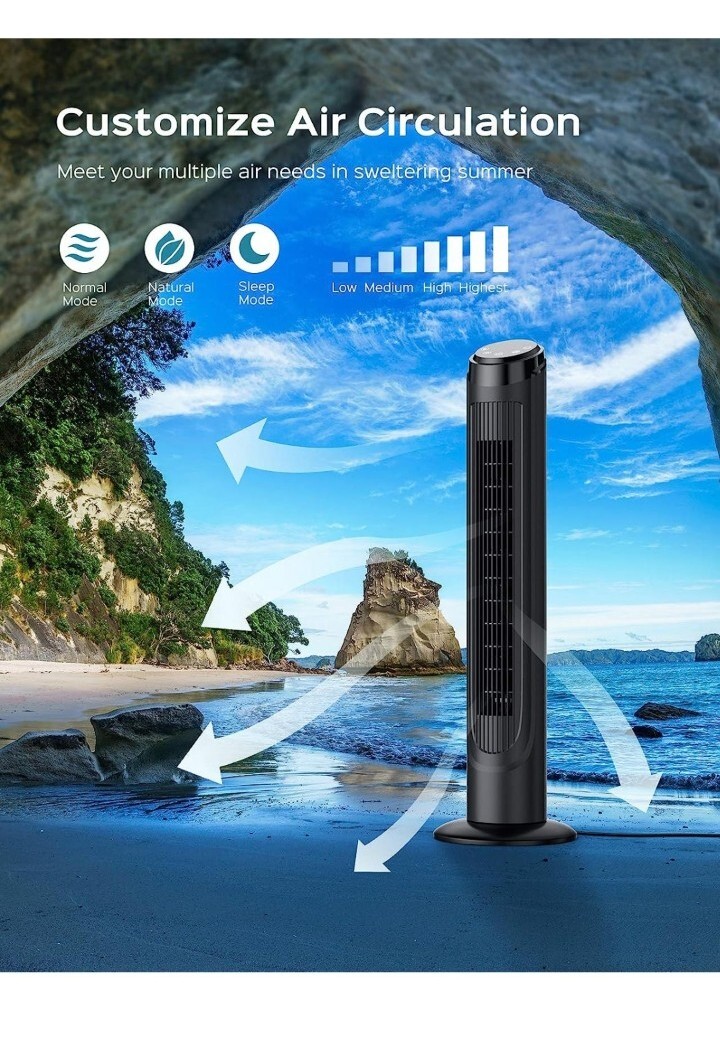 Dreo Cruiser Pro Tower Fan 90° Oscillating Fans with Remote, Quiet Cooling,  40u0026#034; | eBay