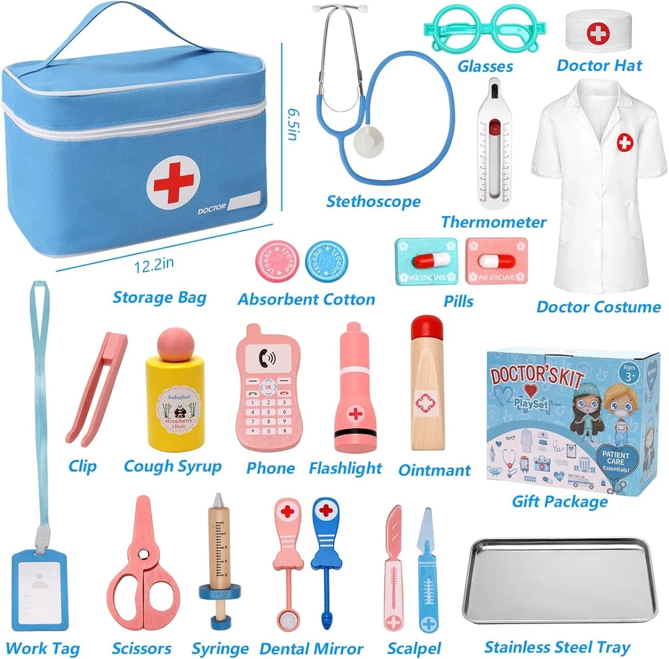 Teneytoyz Arztkoffer Kinder Doktorkoffer Stethoskop Thermometer Arzttasche - Bild 2 von 4