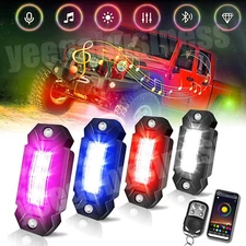 4x RGB LED Pods Rock Light Kit Underbody Glow Neon Lamp Bluetooth Music Control