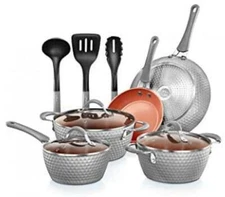 11 Pcs Nonstick Cookware Kitchen Ware Pots & Pan Set with Saucepan Frying Pans