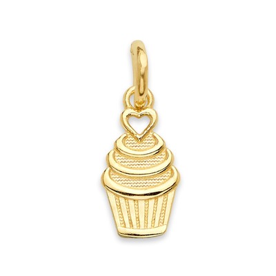 Massiver 14k Gold Cupcake Charm - Niedlicher Geburtstag Schmuck Geschenke für Sie