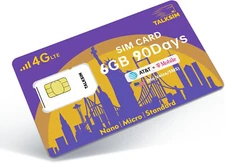 6GB 90Days USA SIM Card 4G LTE Network Support AT&T and T-Mobile