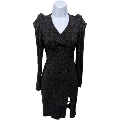 OODJI Knits Long Sleeve Dress Womens S 36 Metallic Futuristic Whimisgoth  #4900