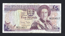 THE STATE OF JERSEY 5 POUND 1993 QUEEN ELIZABETH II P21