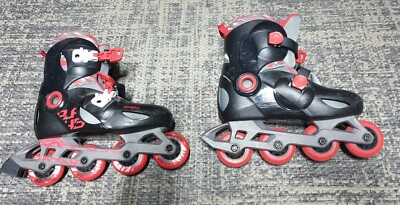 inline skater, Marke oxelo/Decathlon, Farbe schwarz/rot/grau, Größe 32-34