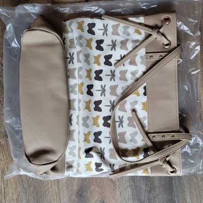 Sac Seau à Dos Miche Serena - Toile Crème Imprimé Papillon Libellule (neuf Avec étiquettes)
