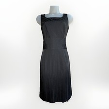 B. Moss Black Cocktail Dress Square Neck Pleated Skirt Stretch Fitted Size 2