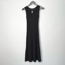W by Worth Black Sleeveless Wool Blend Ribbed Knit Midi Dress XP