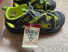 Osh Kosh B'gosh Kids Sandals Shoes Grey/Lime Size 12 NEW with Tag and Box 