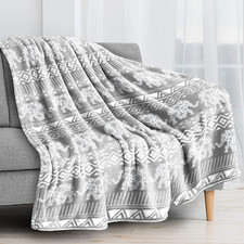 Elephant Blanket Soft Cozy Lightweight Gray Elephant Gifts for Women Adults, Ani