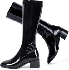 Elisabet Tang Knee High Boots for Women 2 inch Chunky Low Heel Square... 