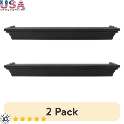 3 Piece Black Floating Shelves Set Wall Decor Easy Mount Indoor Gift Idea New
