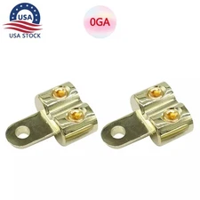 2PCS DUAL 0 GAUGE RING TERMINAL CAR AMP BATTERY POWER WIRING
