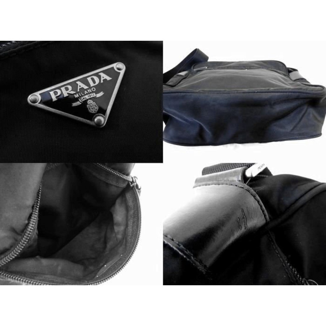 PRADA Shoulder Bag Nylon Black Crossbody Triangle Logo Logo Plate Men s Ladies 7 thumbnail 4