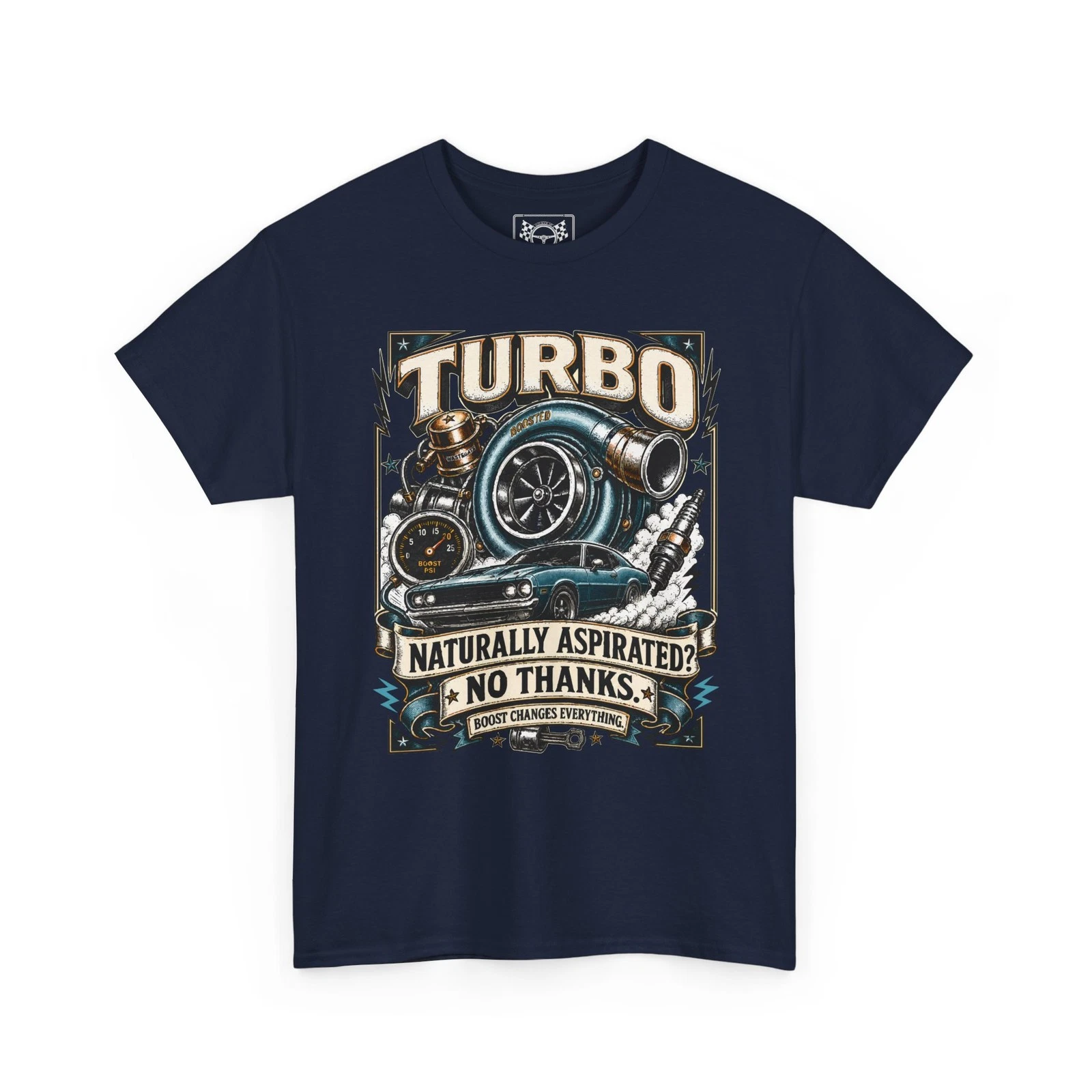 Turbo Muscle Car Vintage T-Shirt Boosted Old School Tee Race Fans Gift