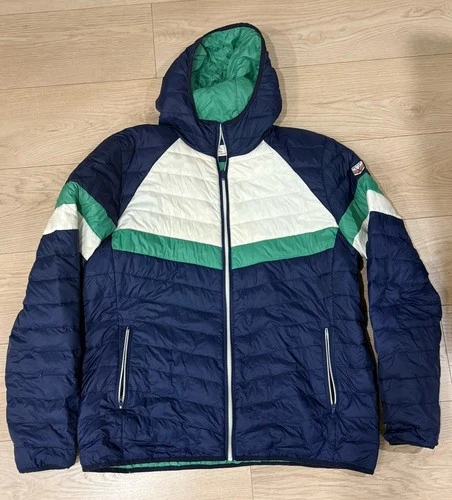 Marine Layer x Lost & Found Men’s XL Hooded Colorblock Down Full Zip Puffer - product listing photo
