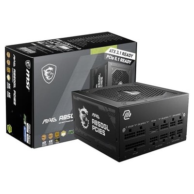 MSI MAG 850W 80 PLUS GOLD ATX 3.1 PCIE 5.0 READY 12VHPWR MPG-A850GL- BLACK