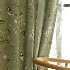 Vintage Birds Patterned Curtains 96 Inch Long,Farmhouse Light-Filtering