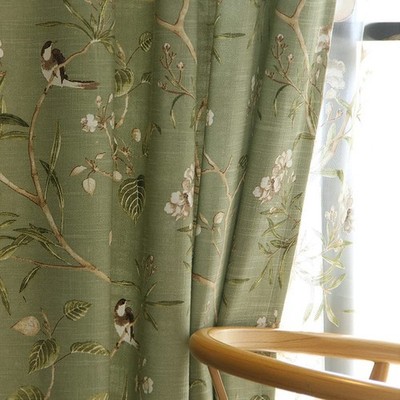Vintage Birds Patterned Curtains 96 Inch Long,Farmhouse Light
