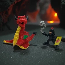 Fisher Price Great Adventures Red Dragon Castle Black Knight Yellow Shield Rare