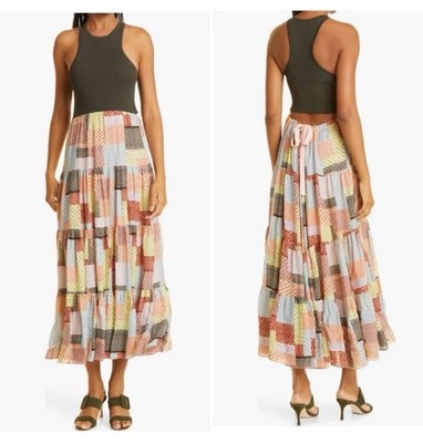 Cinq à Sept Multicolor Patchwork Midi Dress 12. NWT Orig $652