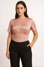 ShineStar Blouse Top Pink Large  cropped sheer feminine club coquette fairy