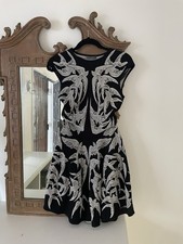 ALEXANDER McQUEEN ~ Black & White Spine Bird Lace Crochet Dress Size: M