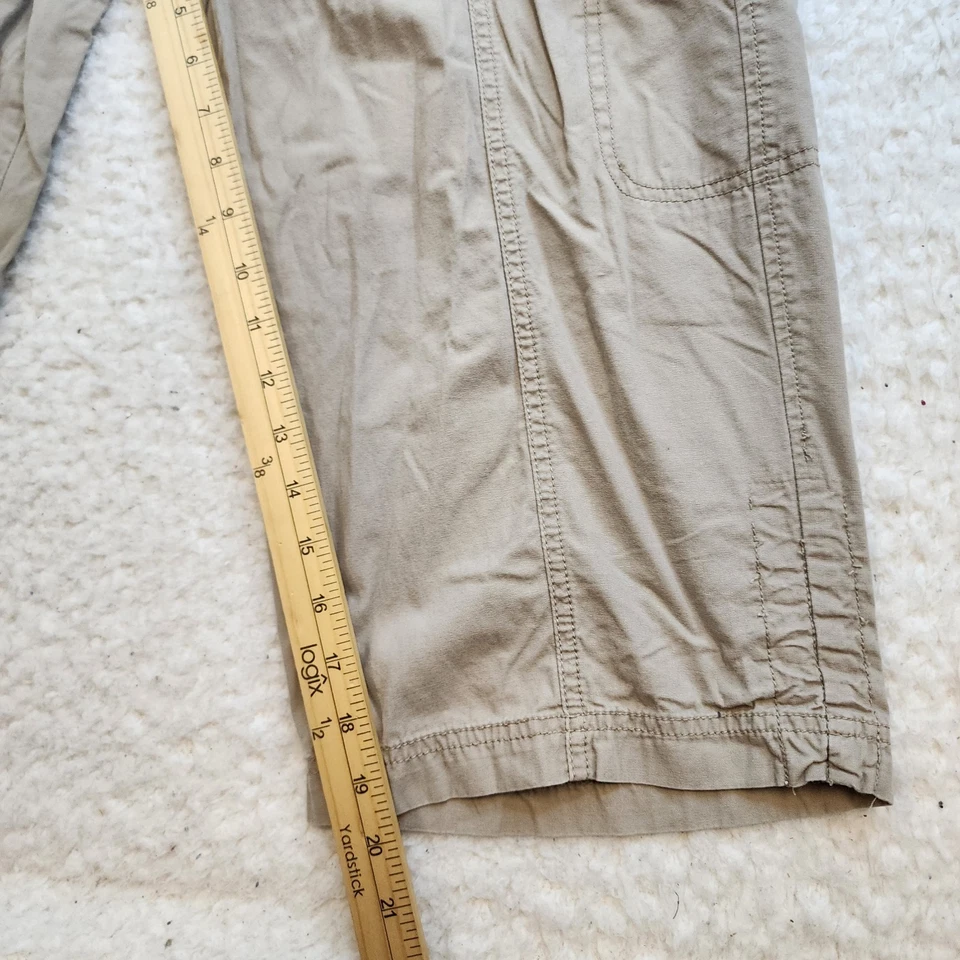 Vintage Moda Inseto Y2K Cropped Capri Cáqui Tamanho 12 100% Algodão Utilitário de Carga - Imagem 2 de 4