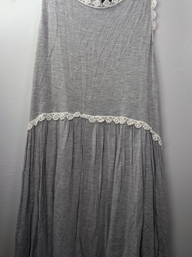POL Top Womens Small Gray Racerback Tank Top Shirt Crochet Trim Zip Back