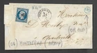 ARDENNES - LETTER WITH NO. 14 SMALL NUMBER MONHERME STAMP AND BLUE GOLD