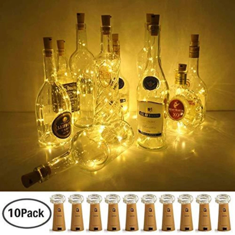 Paquete de 10-100 luces LED para botellas de vino con corcho a batería corcho lámpara para fiestas Foto 4 de 4