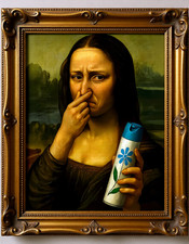 F262 MONA LISA FUNNY BATHROOM WALL DECOR FRAMELESS Decal Poster Metal Sign