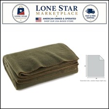 Durable Olive Drab Wool Blanket - 66" x 90" for Camping Hiking Adventures